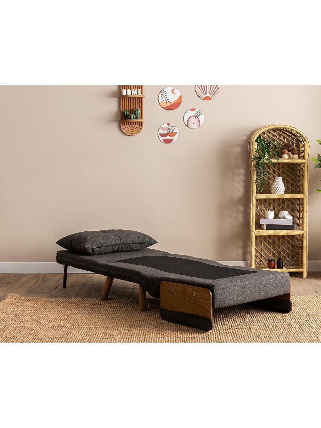 Cosmo Tekli Katlanır Yataklı Koltuk - Keten Koyu Gri-1