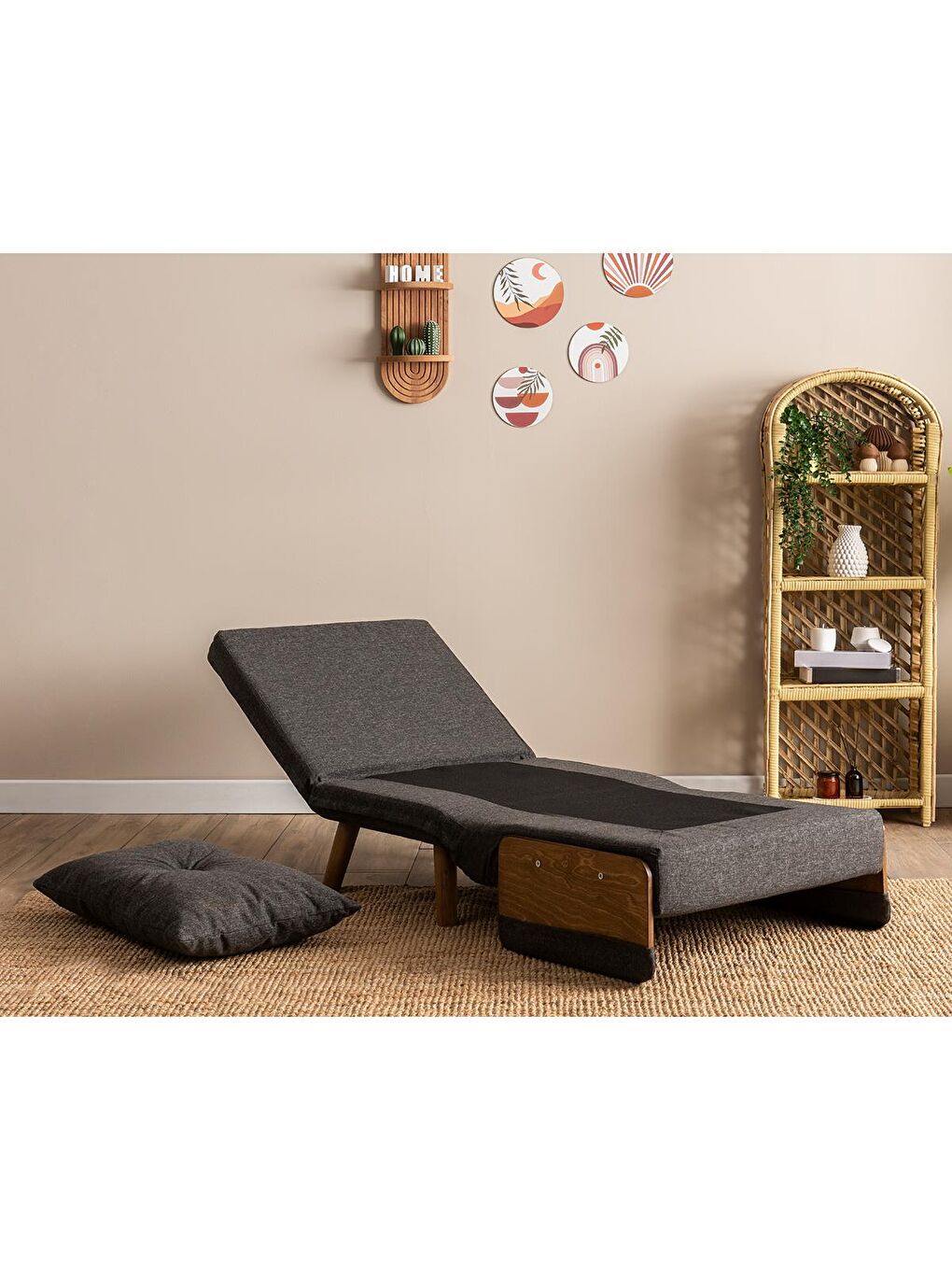 Cosmo Tekli Katlanır Yataklı Koltuk - Keten Koyu Gri-3