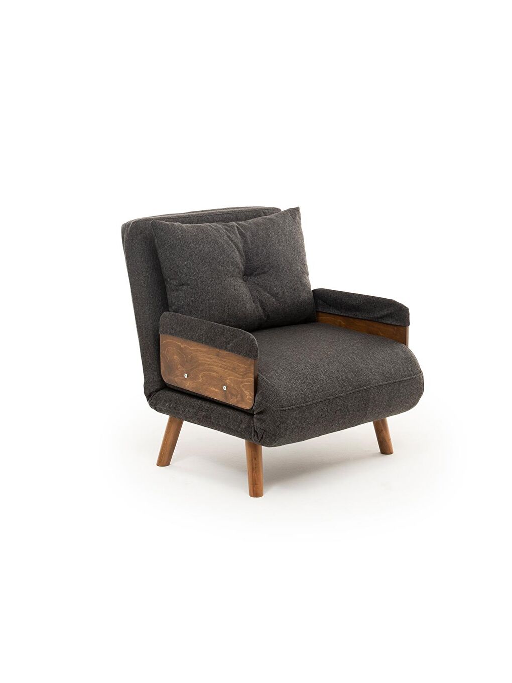 Cosmo Tekli Katlanır Yataklı Koltuk - Keten Koyu Gri-5