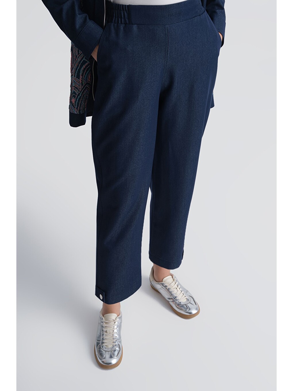 Desenli Denim Ceketli Takım Lacivert-2