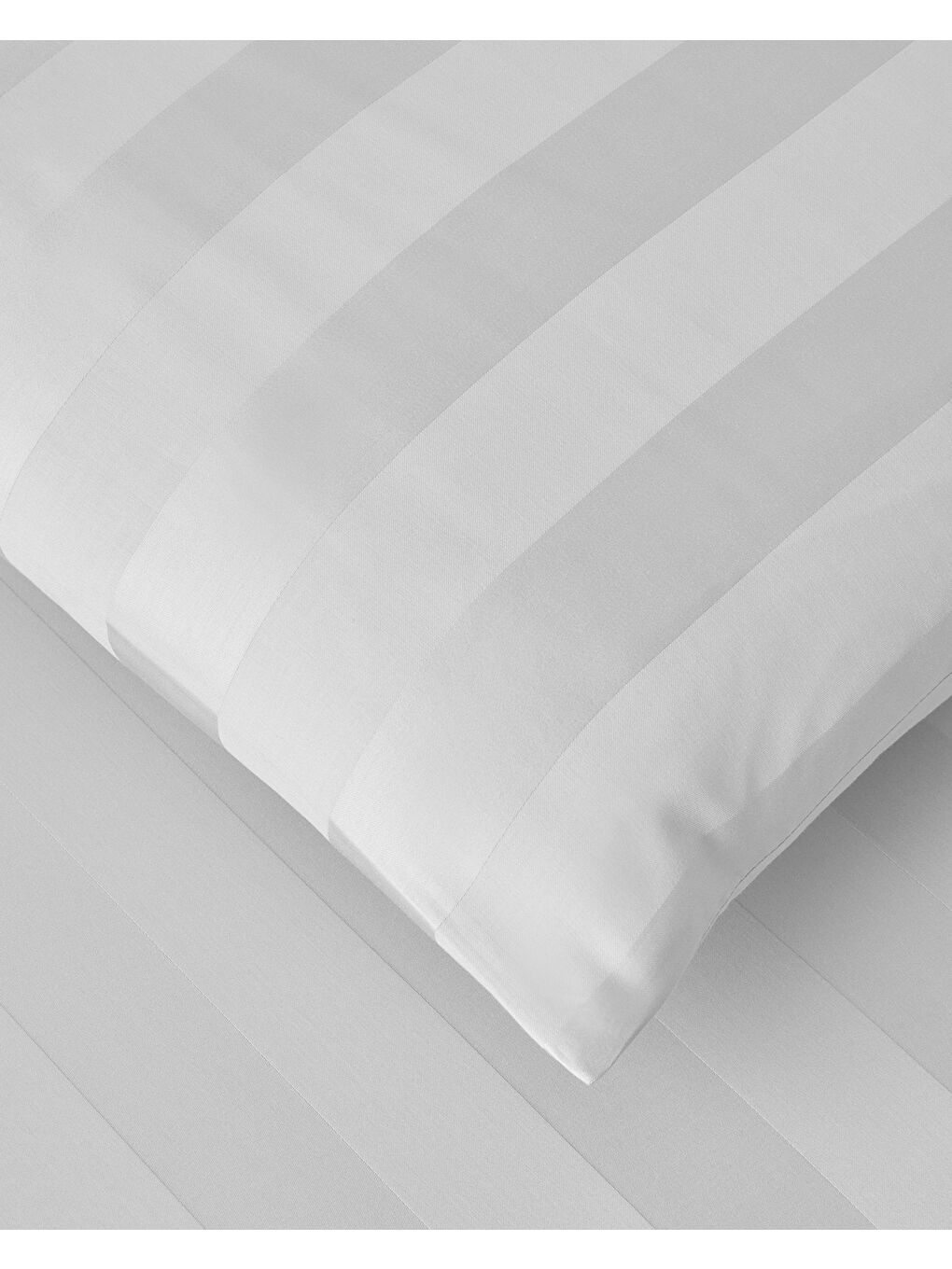 Deluxe Çizgili Pamuk Saten King Size Nevresim Takımı 240x220 cm Kırık Beyaz-3