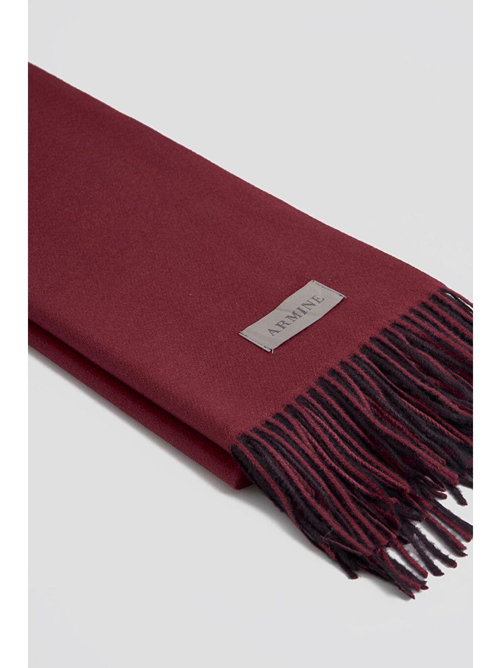 Püsküllü Akrilik Atkı Bordo-1