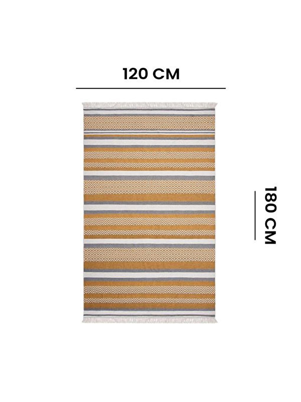 Kahverengi Pamuk Çift Taraflı Yıkanabilir Pamuk Kilim   120x180 cm-5