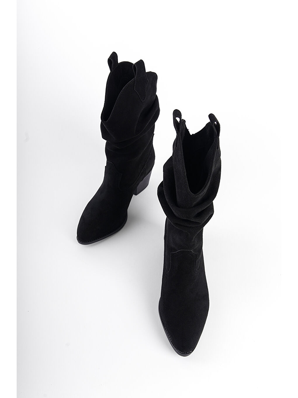 Siyah Süet Çekmeli Kadın Kovboy Bot-1