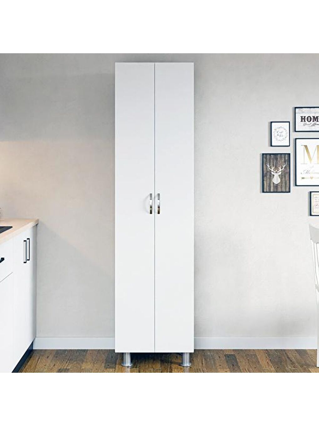 2 Kapak 8 Raflı Çok Amaçlı Dolap - Beyaz