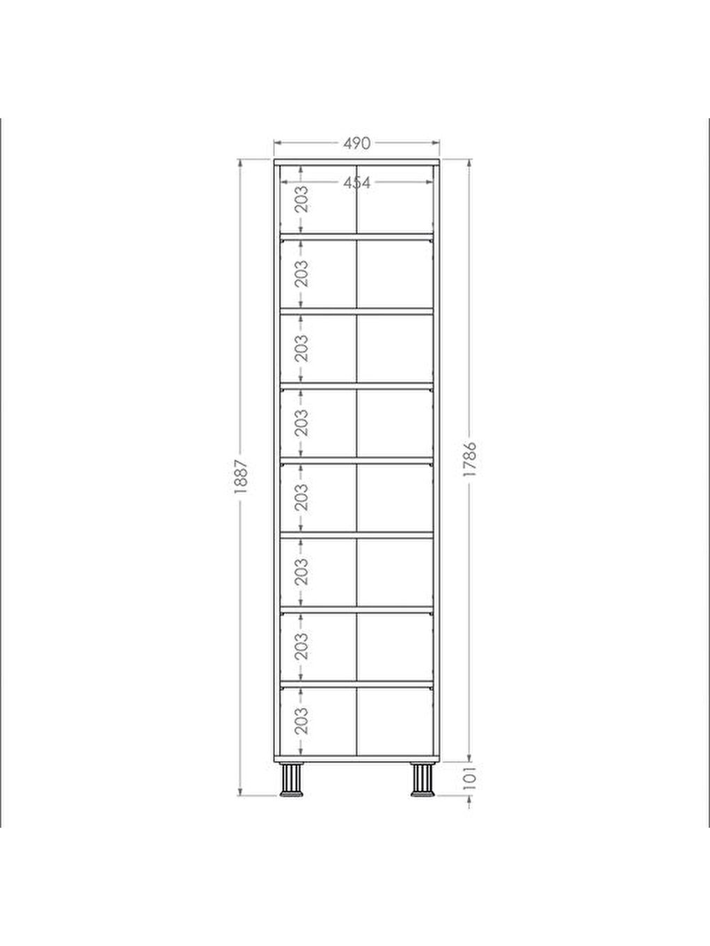 2 Kapak 8 Raflı Çok Amaçlı Dolap - Beyaz-2