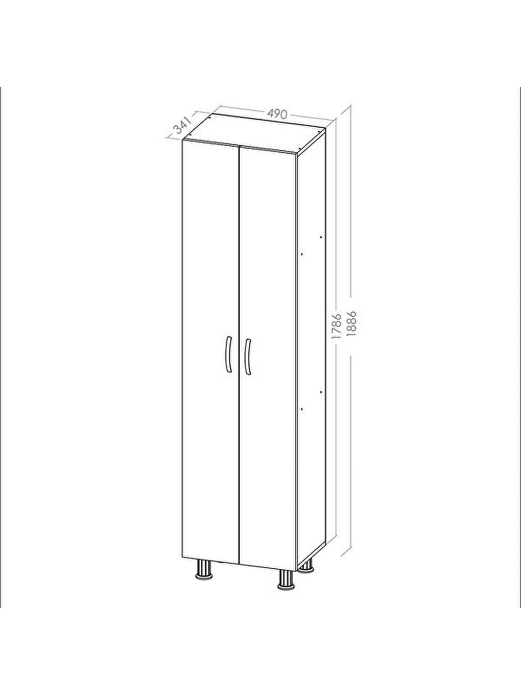 2 Kapak 8 Raflı Çok Amaçlı Dolap - Beyaz-4