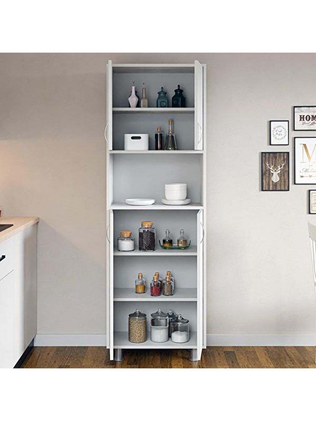 4 Kapaklı Orta Bölmeli Çok Amaçlı Dolap - Beyaz-6