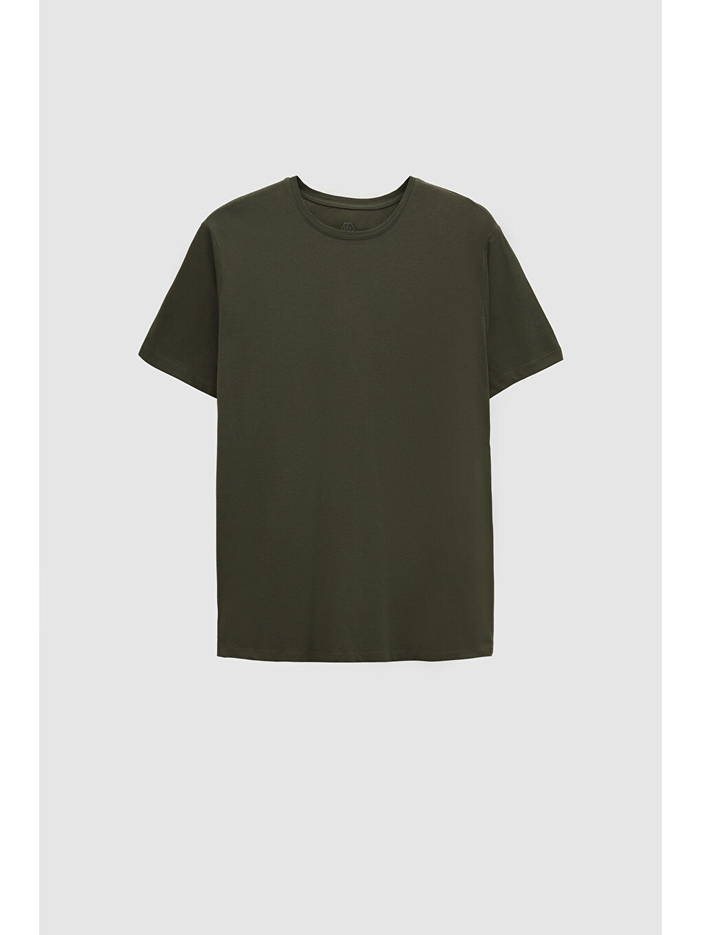 Slim Fit Haki Bisiklet Yaka %100 Pamuklu Nefes Alabilen Tişört-4