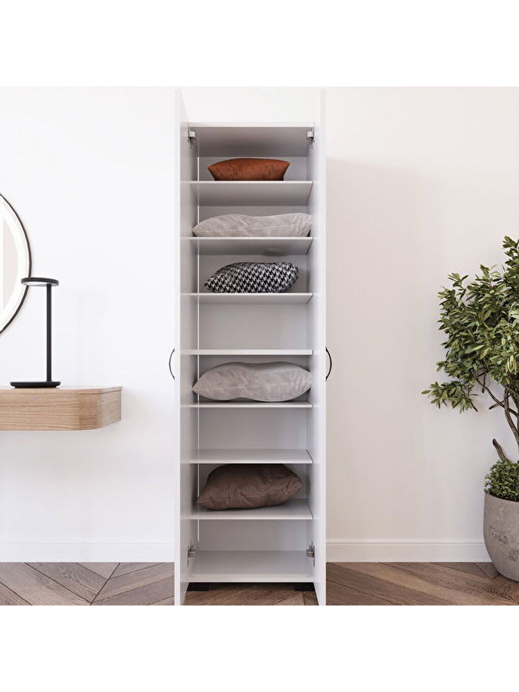 Arina 2 Kapaklı 8 Raflı Çok Amaçlı Dolap - Beyaz-4