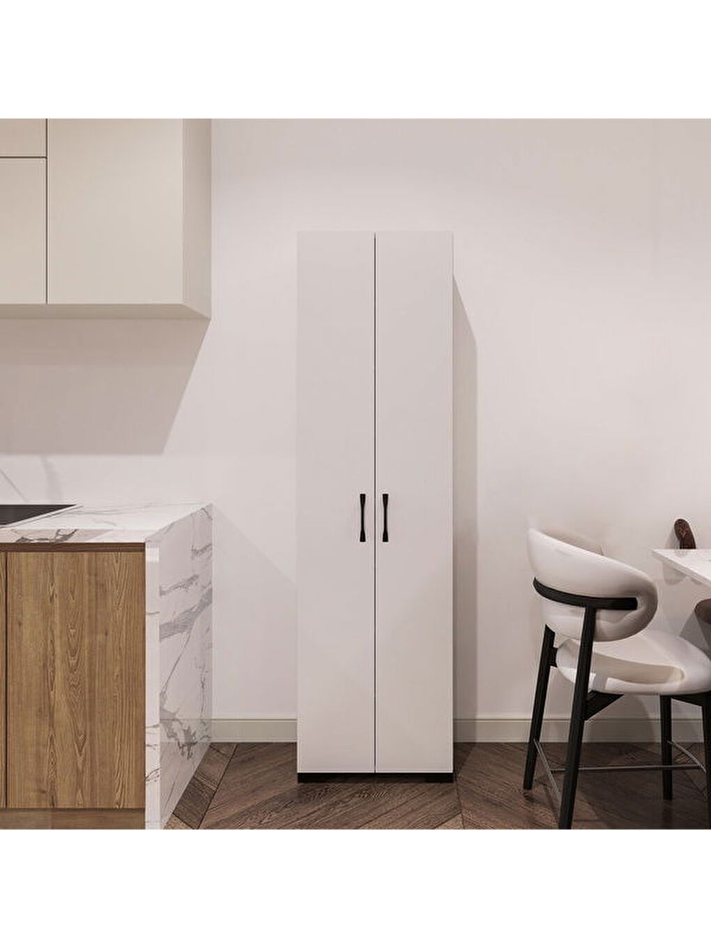 Arina 2 Kapaklı 8 Raflı Çok Amaçlı Dolap - Beyaz-5