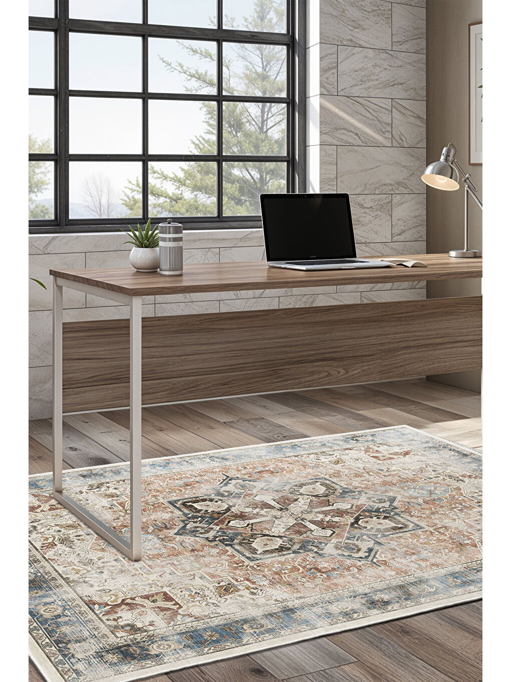 Homefesto Turuncu Dekoratif Özel Tasarım Yıkanabilir İnce Kaymaz Tabanlı Modern Halı KECE FR02 - 2