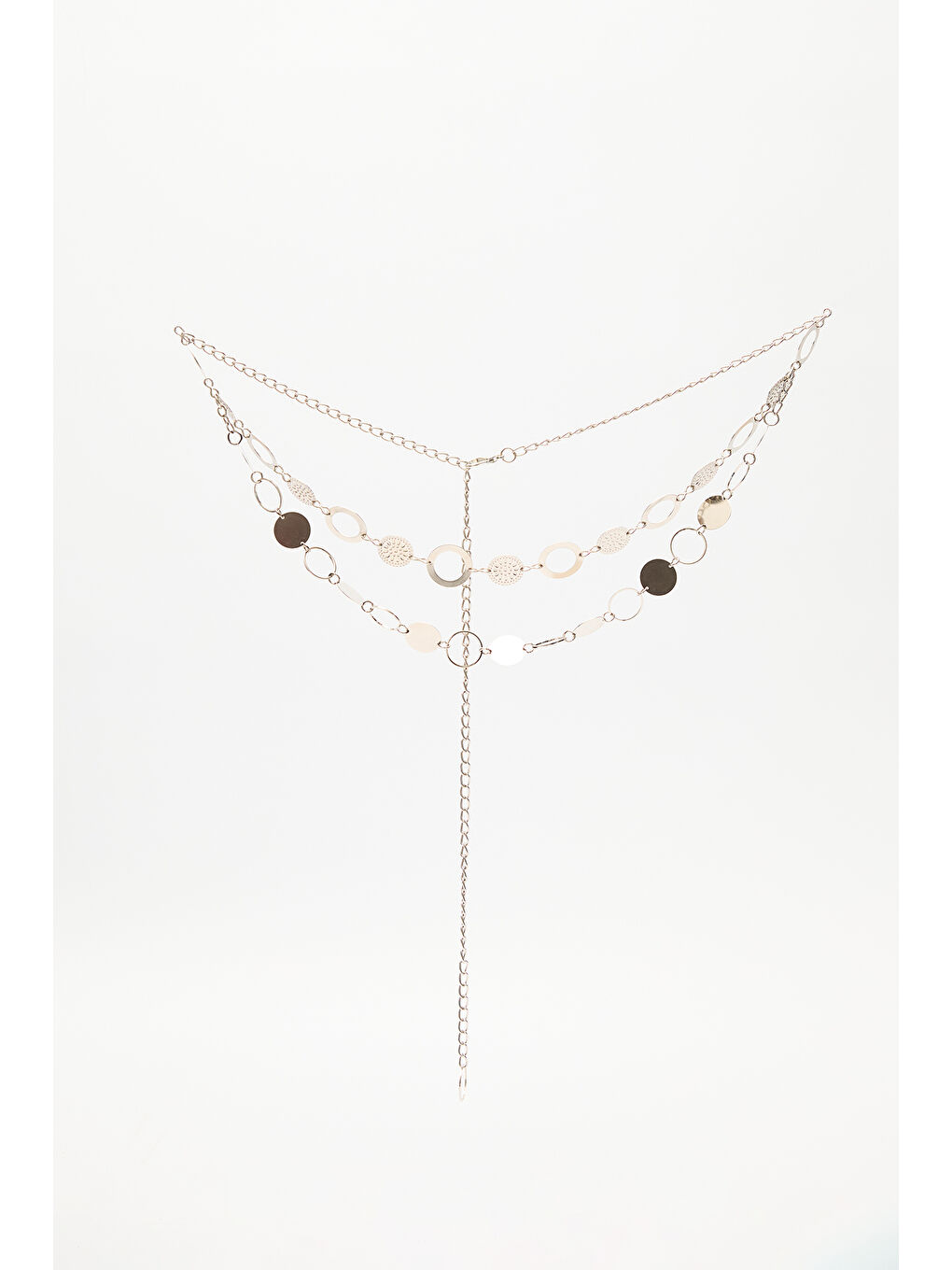 Gri Halka Tasarımlı Zincir Kemer Gümüş-2