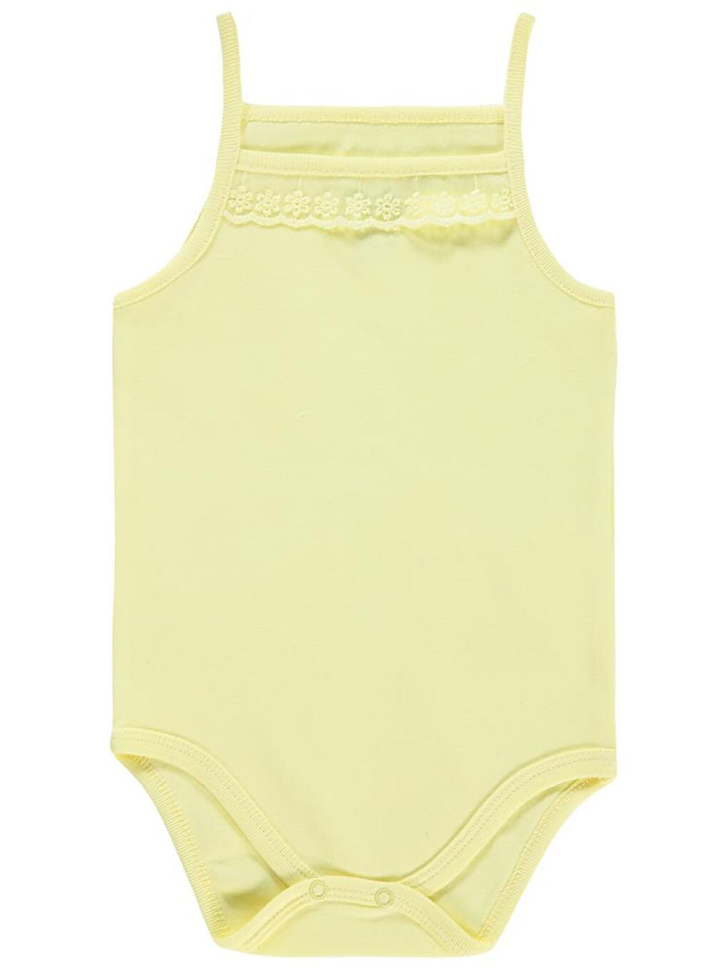 Baby İp Askılı Dantelli Kız Çıtçıtlı Badi - Sarı 24-36 Ay-2