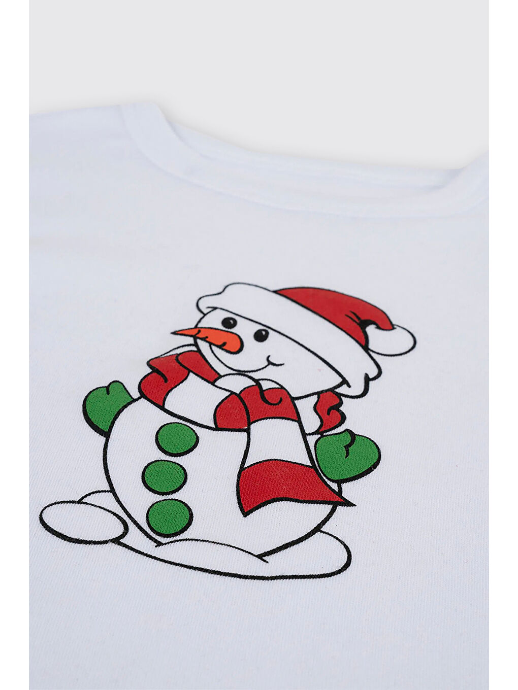 Yenidoğan Kardan Adam Baskılı Kırmızı Pijama Takımı-2