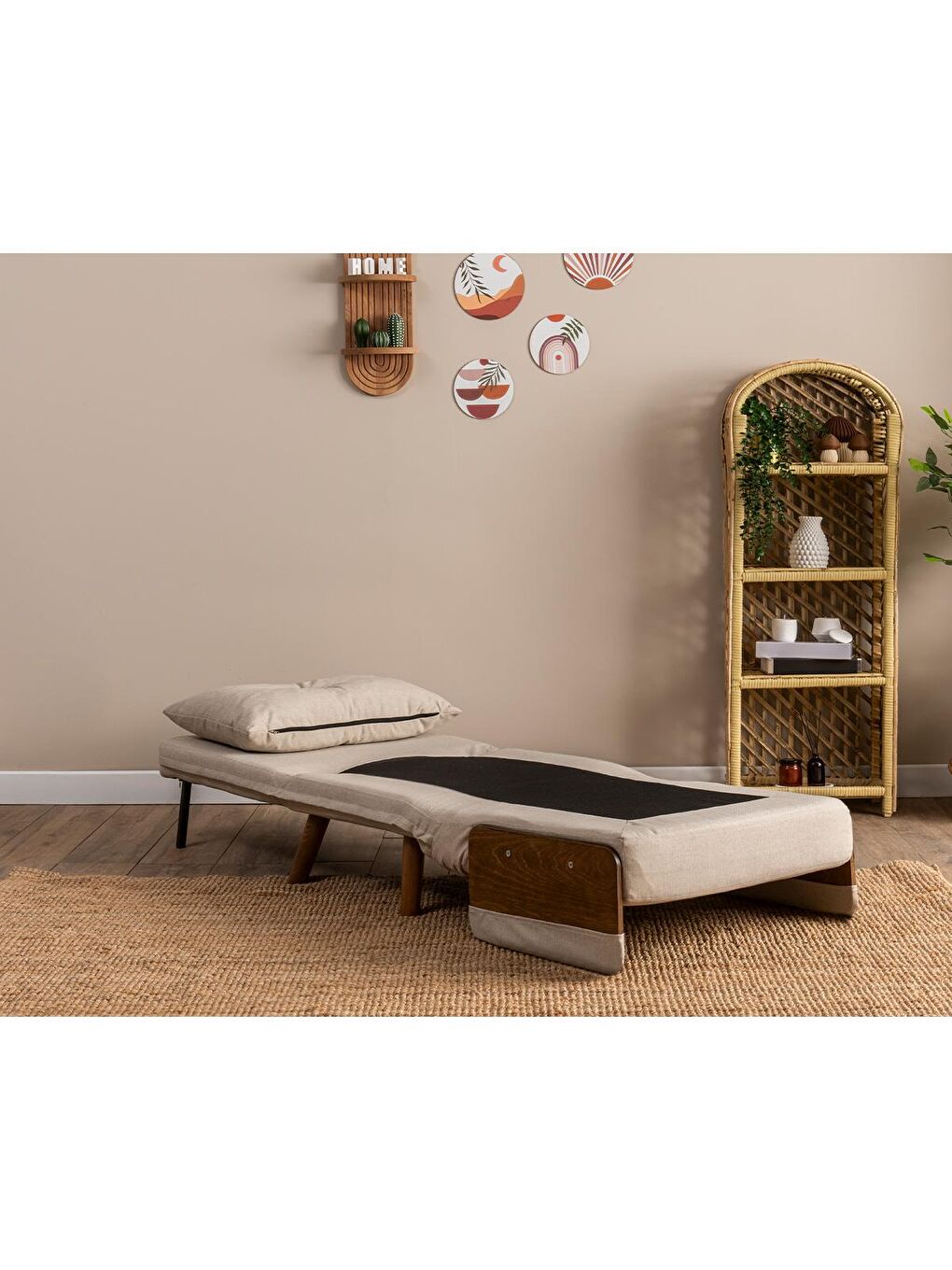 Ekru Cosmo Tekli Katlanır Yataklı Koltuk - Keten Krem-1