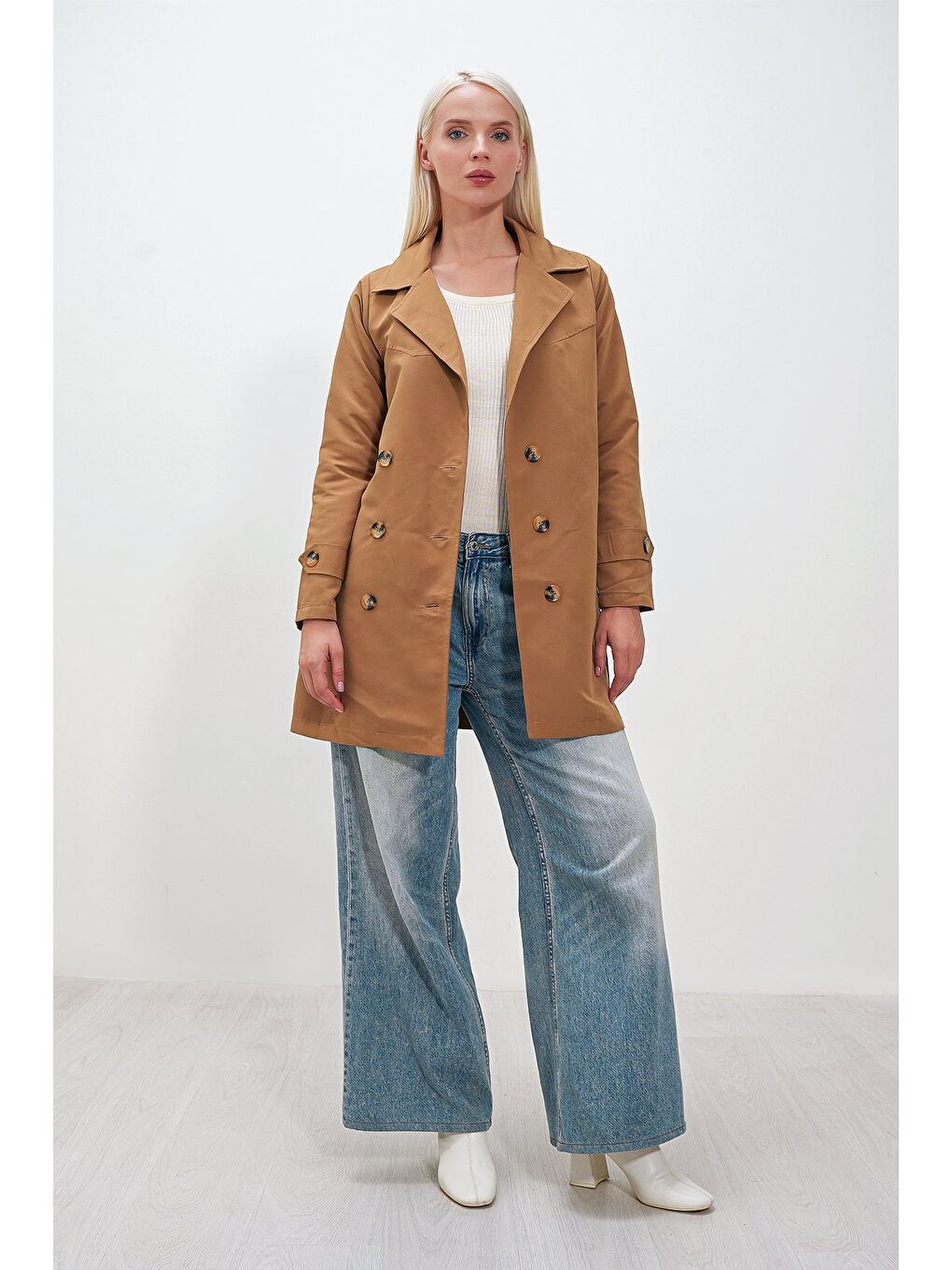 Kahverengi Midi Boy TRENÇ-1