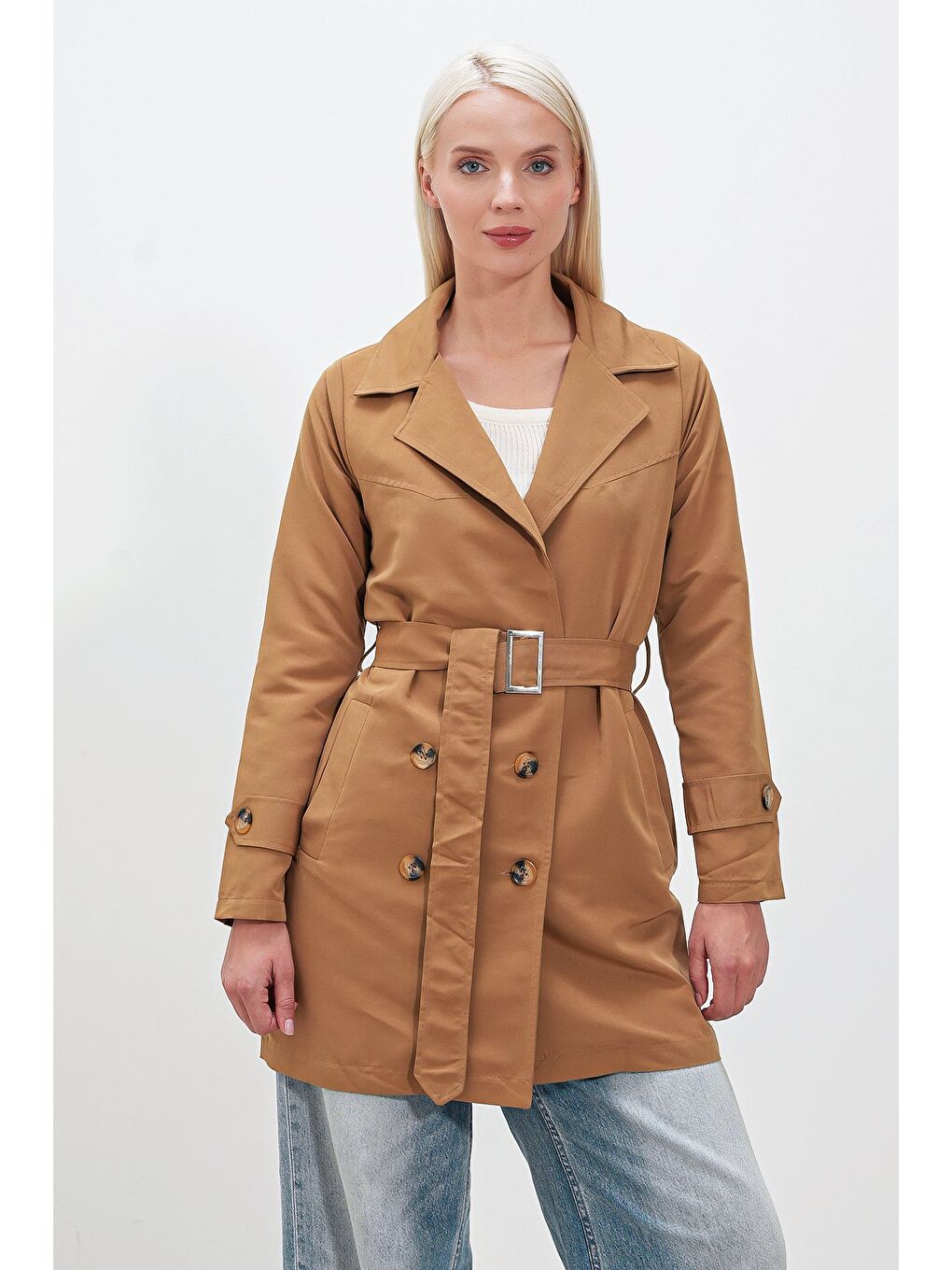 Kahverengi Midi Boy TRENÇ-2