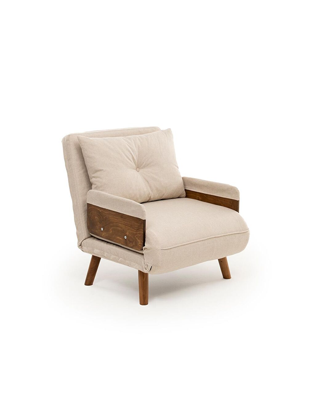 Ekru Cosmo Tekli Katlanır Yataklı Koltuk - Keten Krem-5