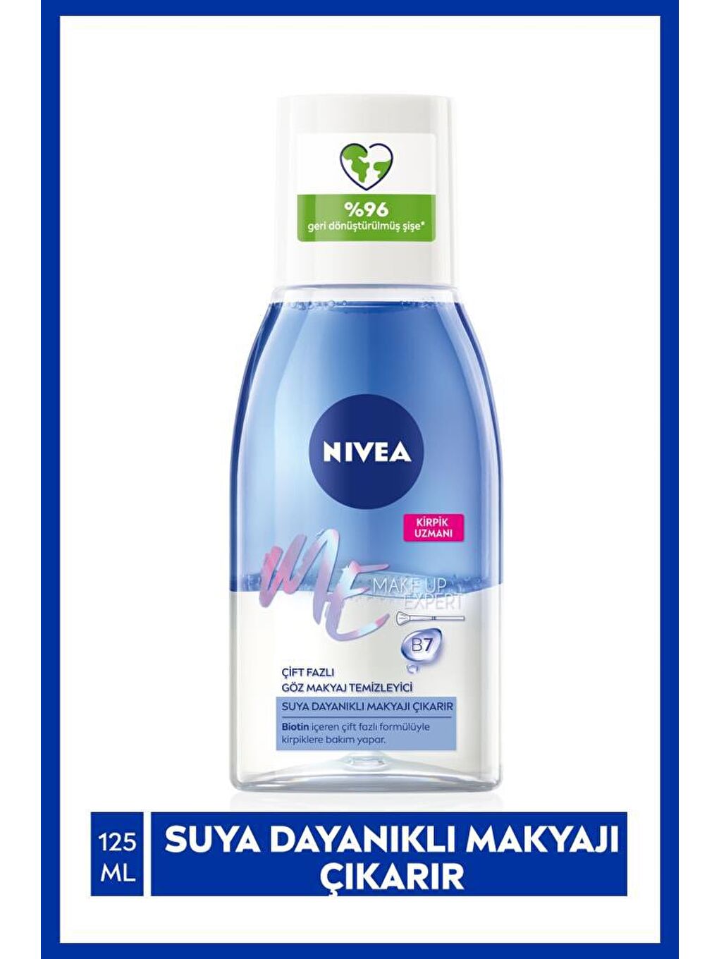 NIVEA Şeffaf Make Up Expert Çift Fazlı Göz Makyaj Temizleyici 125 ml Hassas Kirpik Bakımı Biotin Bakımı