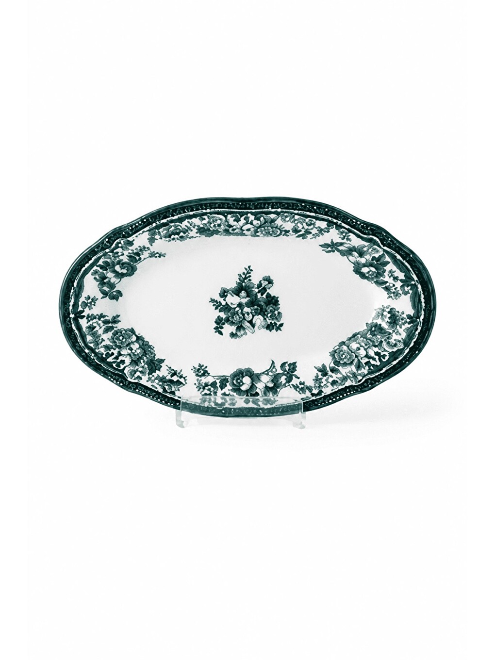 Beyaz Porselen Velour Green Fulya Kayık Tabak Seti 32cm Tekli
