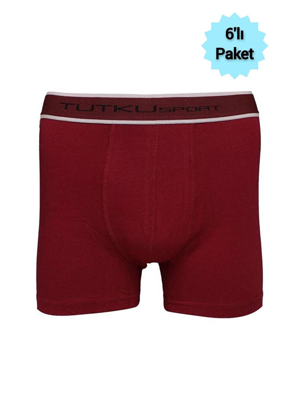 Tutku Bordo 6'lı Erkek Bordo Elastan Boxer