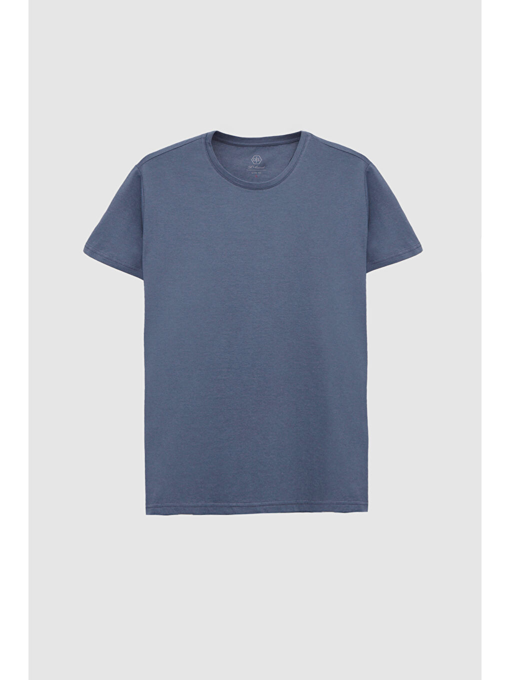 Gri Slim Fit Füme Bisiklet Yaka %100 Pamuklu Nefes Alabilen Tişört