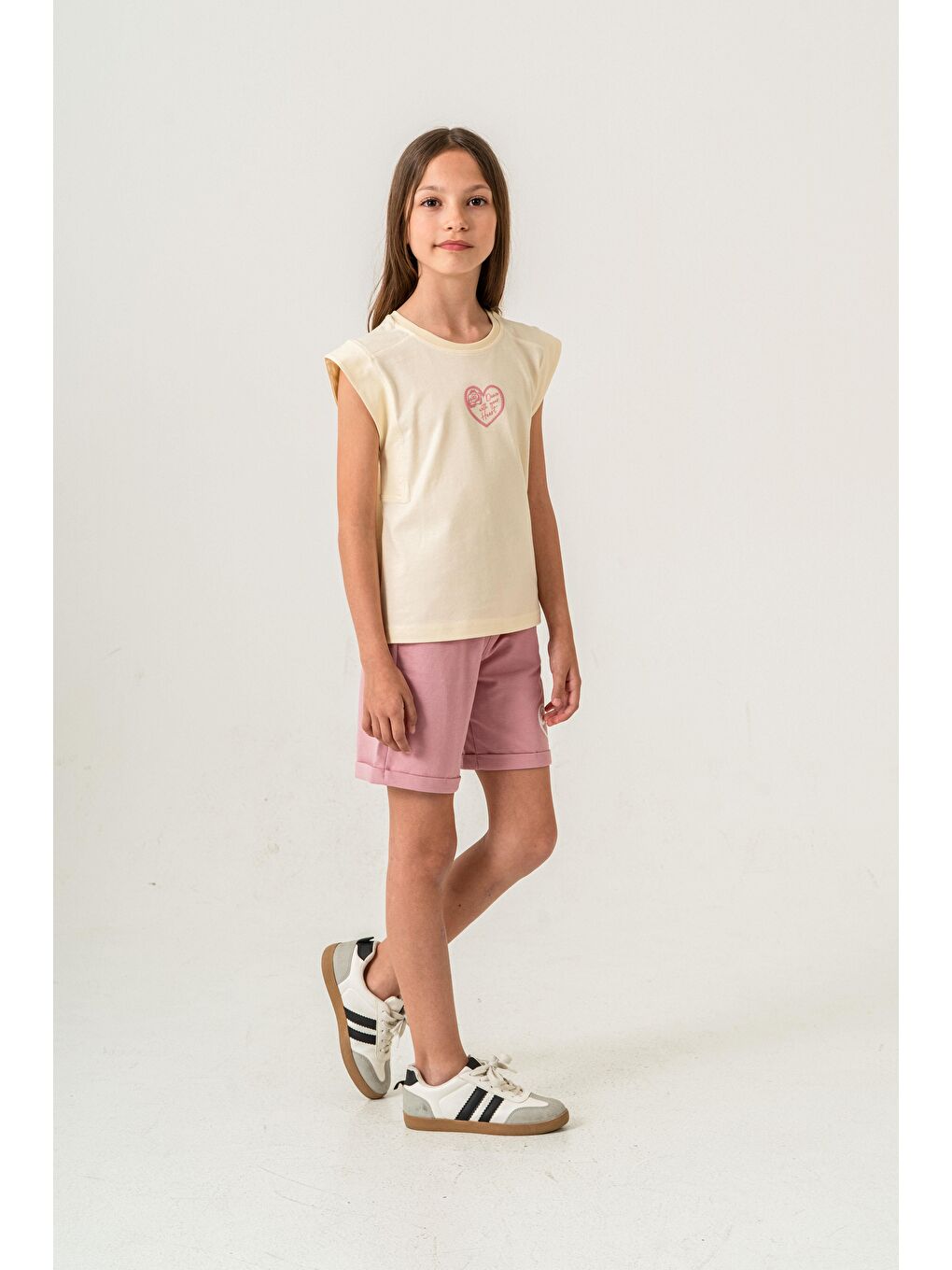 Pembe Dance With Your Heart Baskılı  Kız Çocuk Şort - Tişört Takımı-3