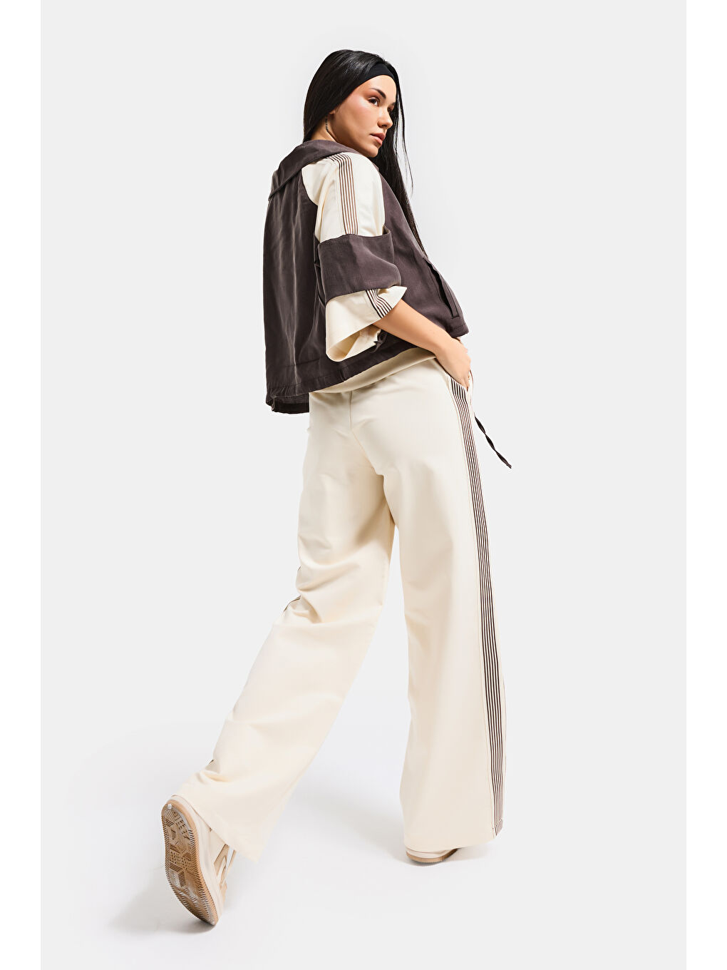 Kadın Kahve Bej s6-105 Alt Üst 2'li Kombin Tasarım Takım-2