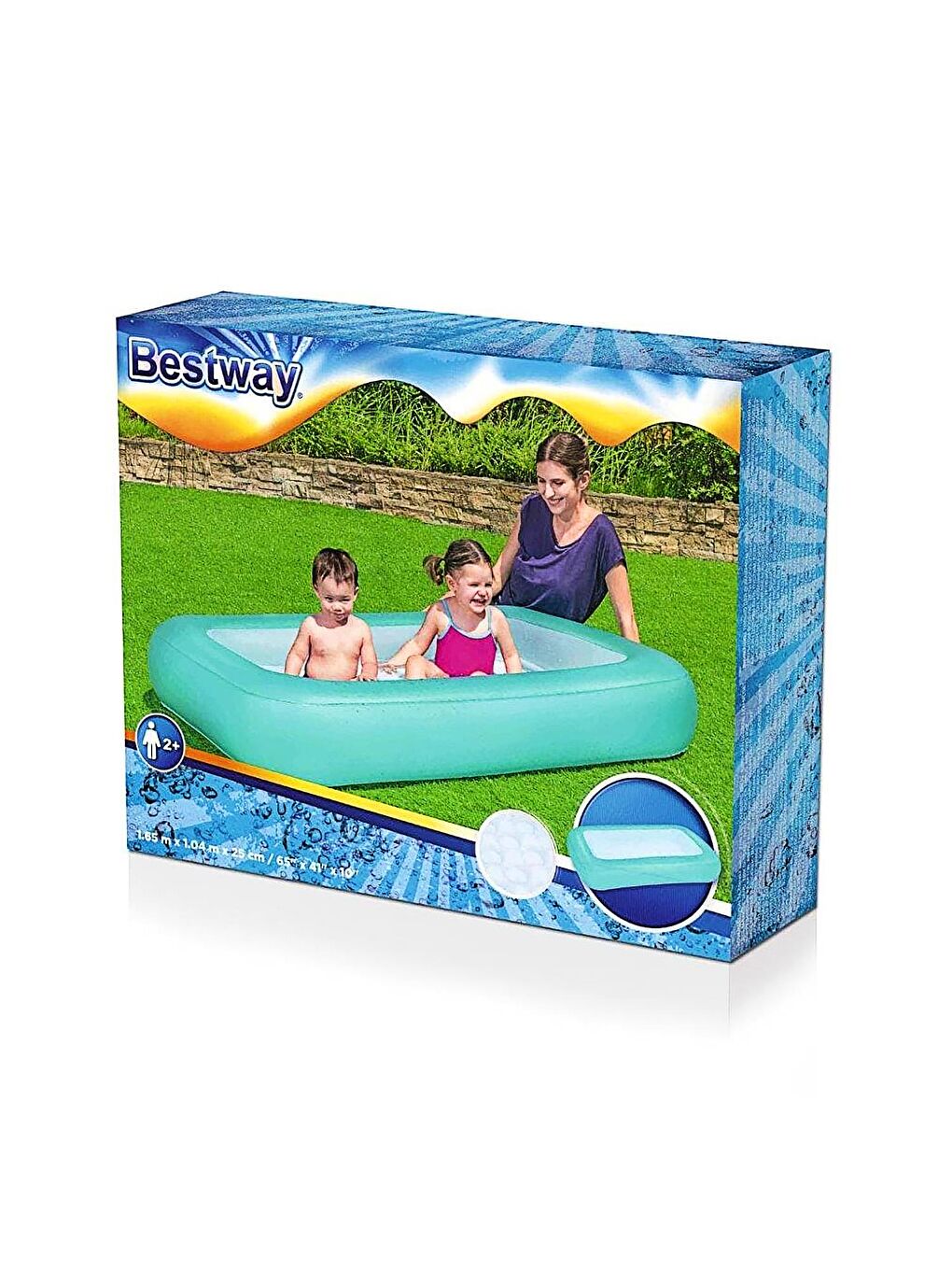 Şişme Tabanlı Dikdörtgen Havuz Yeşil 165X104X25 cm (BW51115)