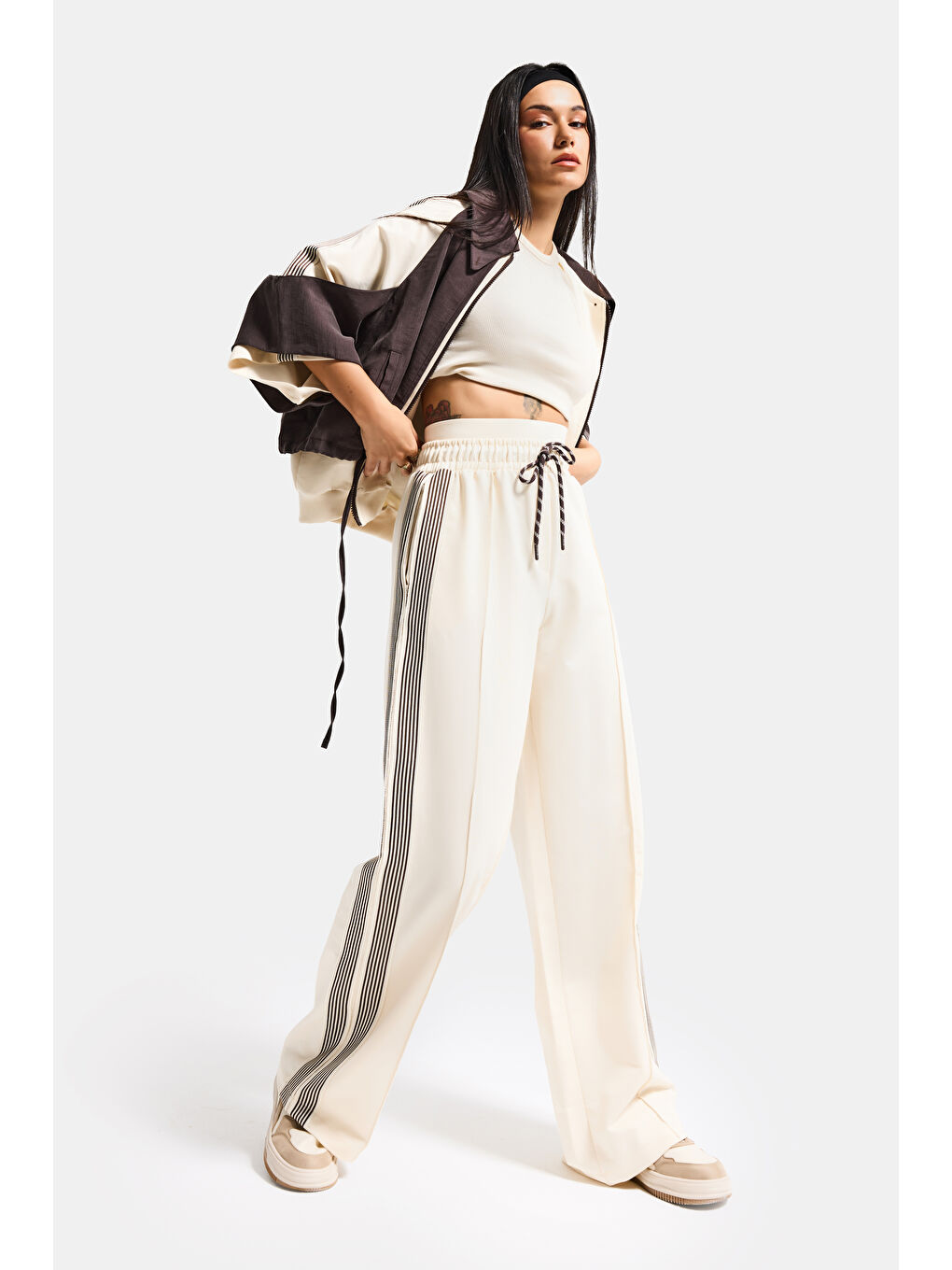 Kadın Kahve Bej s6-105 Alt Üst 2'li Kombin Tasarım Takım-3