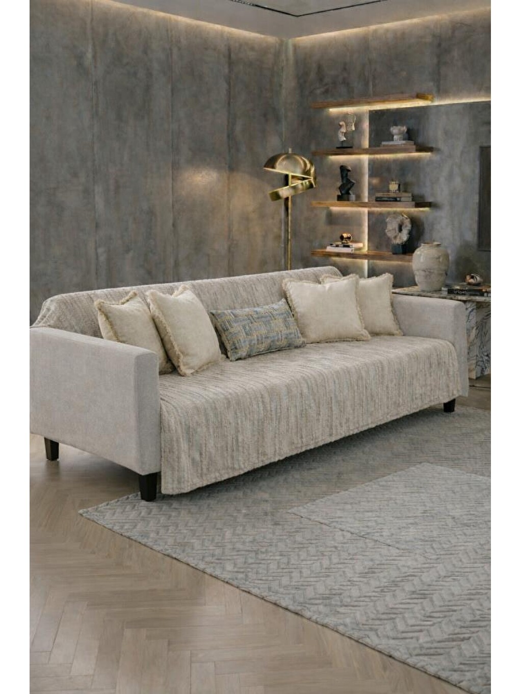 Lavinya Polar Koltuk Örtüsü 170x210 Cm Bej