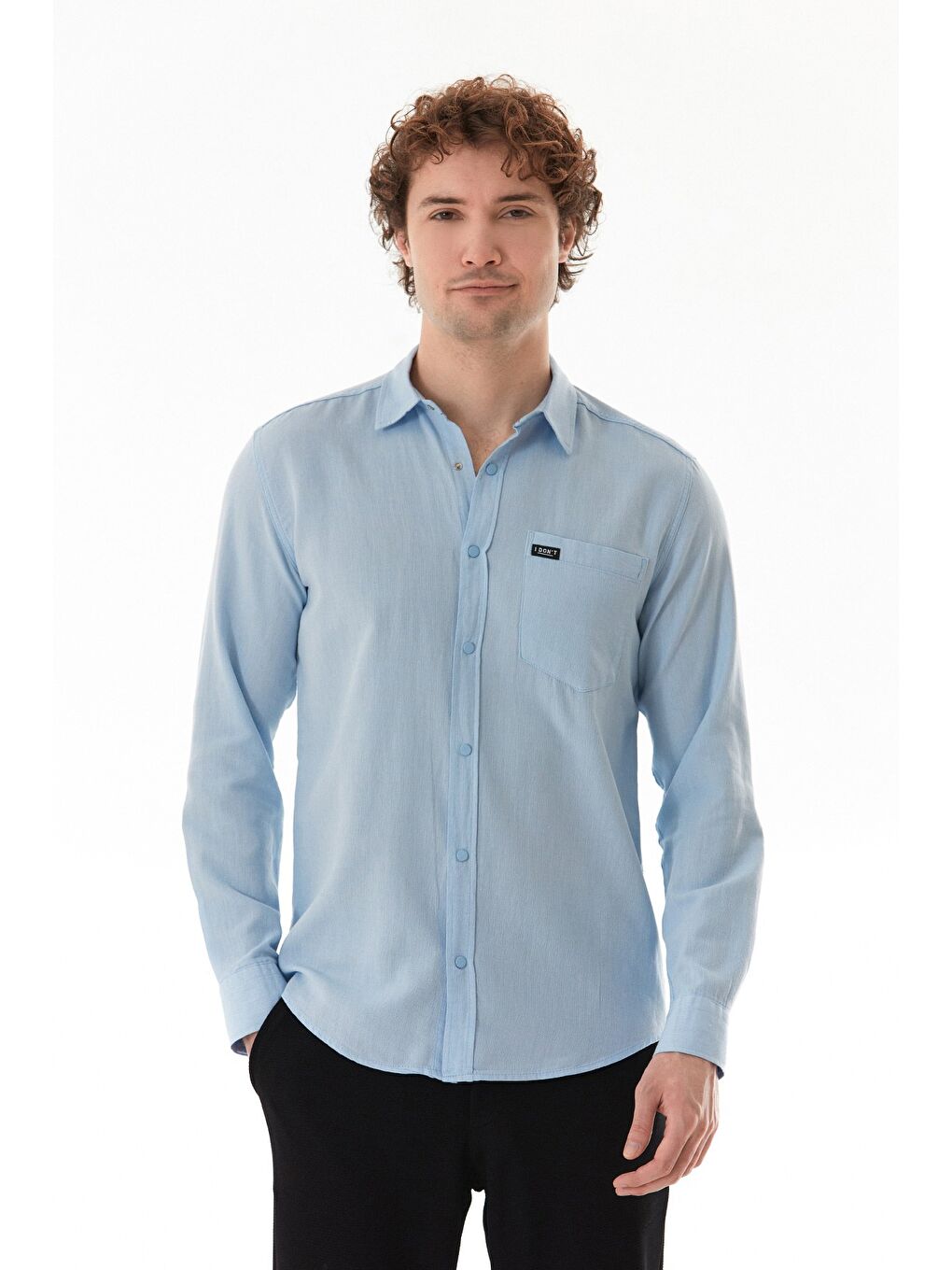 Mavi Armalı Çıtçıtlı Cepli Gömlek