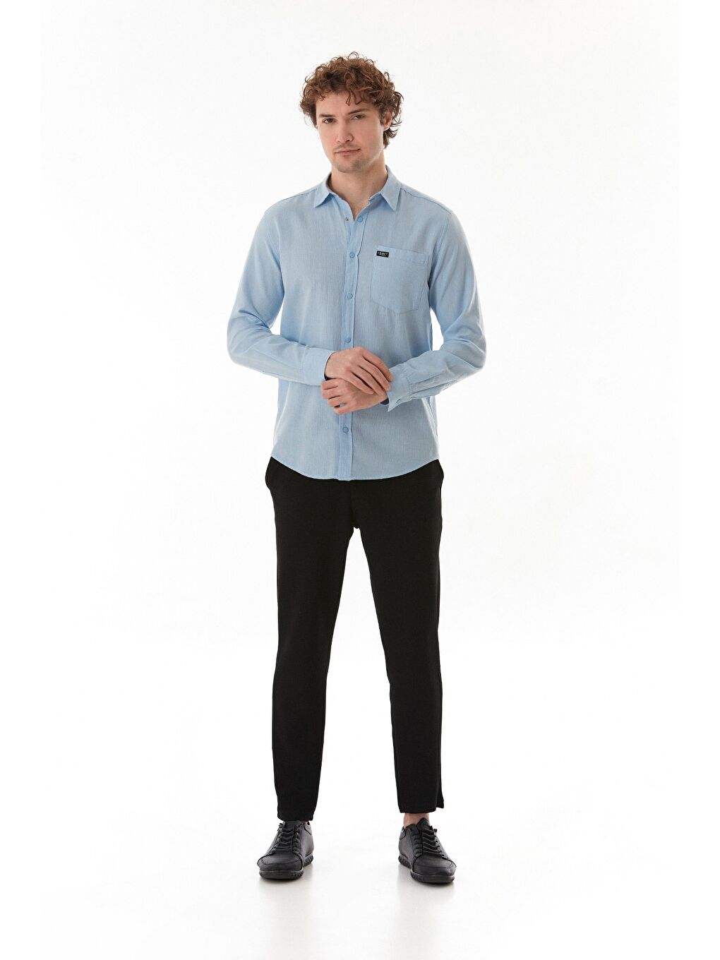 Mavi Armalı Çıtçıtlı Cepli Gömlek-3