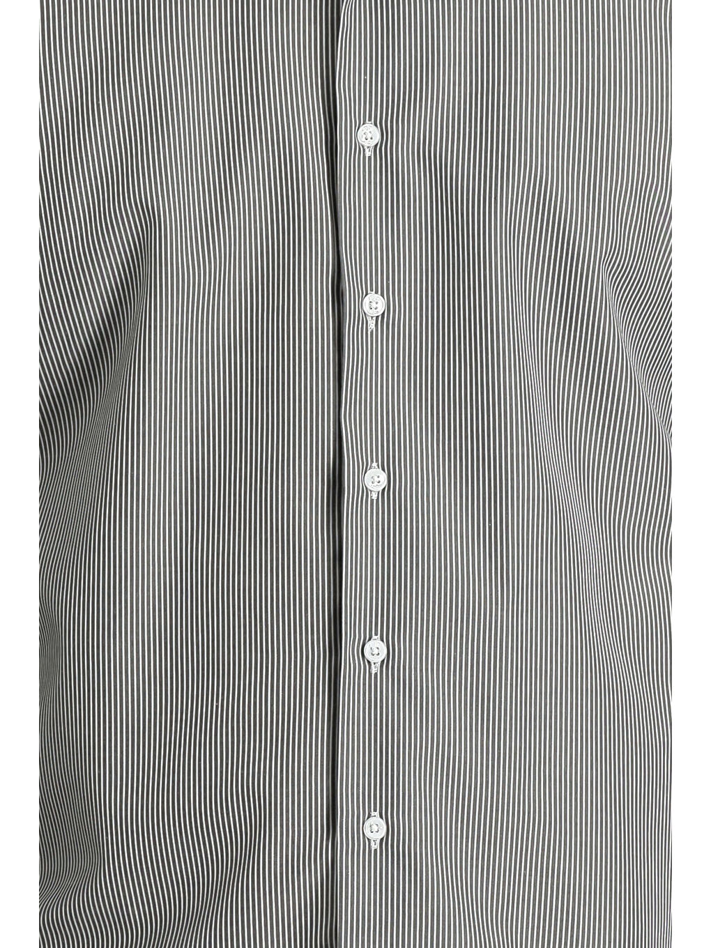 Siyah Uzun Kol Slim Fit Dar Kesim Klasik Çizgili Pamuklu Kolay Ütülenebilir Gömlek-3