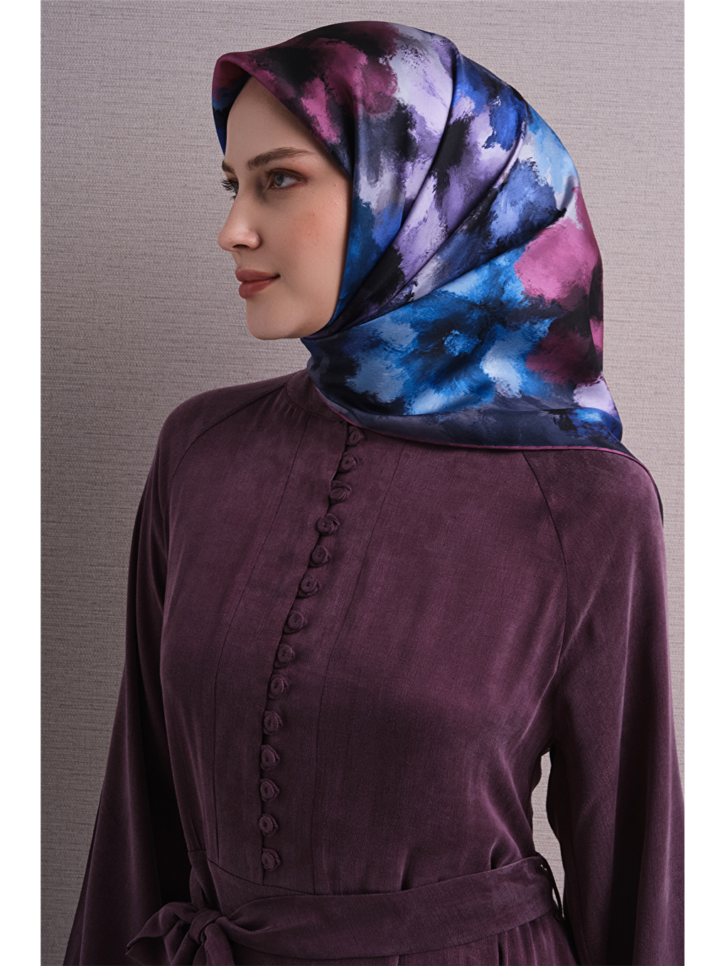 İndigo Saf İpek Twill Eşarp 9613d 82-1