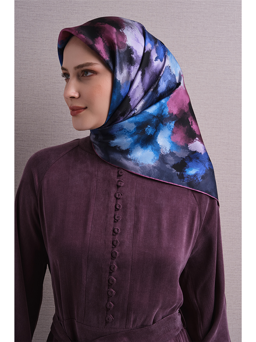 İndigo Saf İpek Twill Eşarp 9613d 82-2