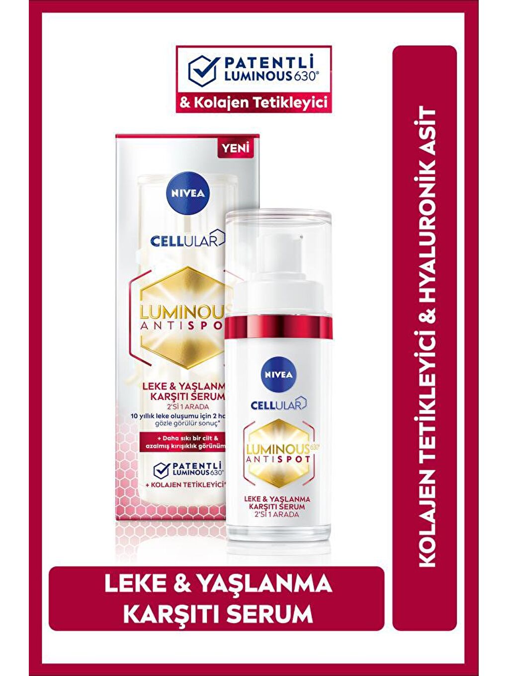 NIVEA Luminous630 Leke Ve Yaşlanma Karşıtı Serum 30 ml, Hyaluronik Asit, Kolajen Tetikleyici