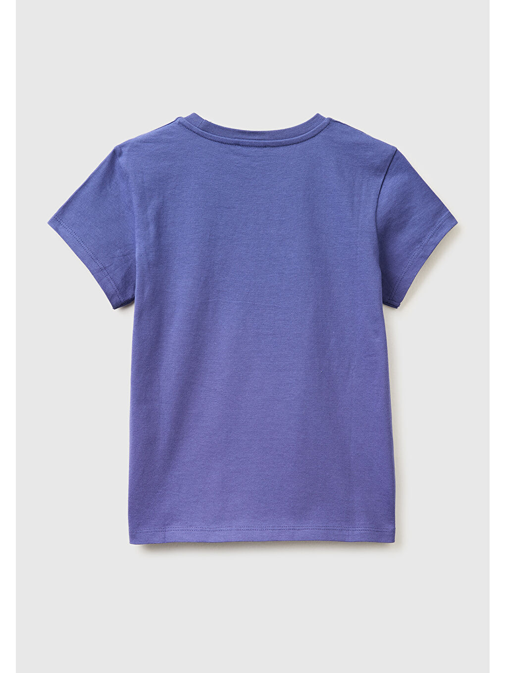 Kız Çocuk Koyu Lacivert Simli Logolu Bisiklet Yaka T-Shirt-1