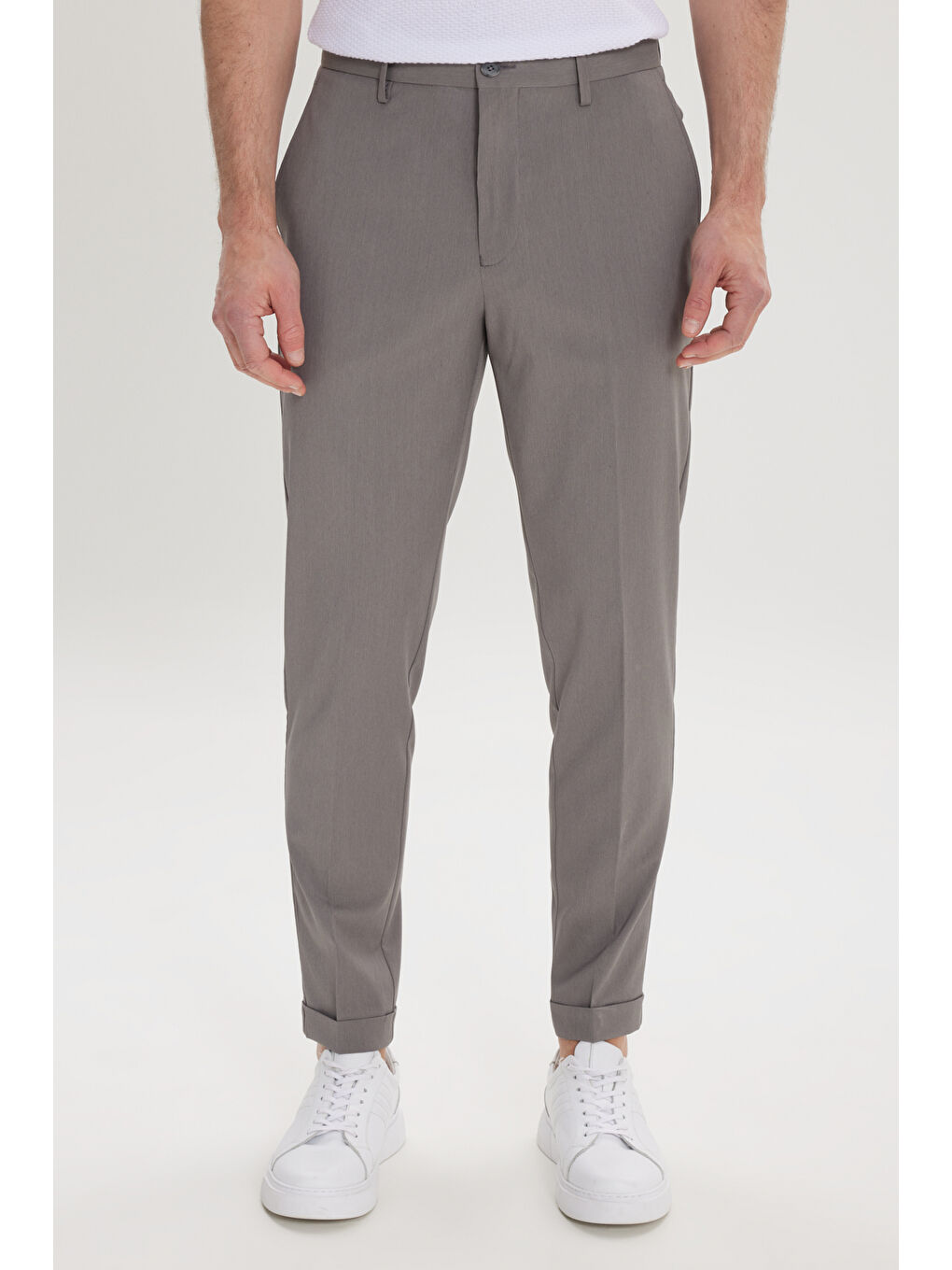 Erkek Antrasit Slim Fit Dar Kesim Beli Lastikli Yan Cep Rahat Pantolon-1