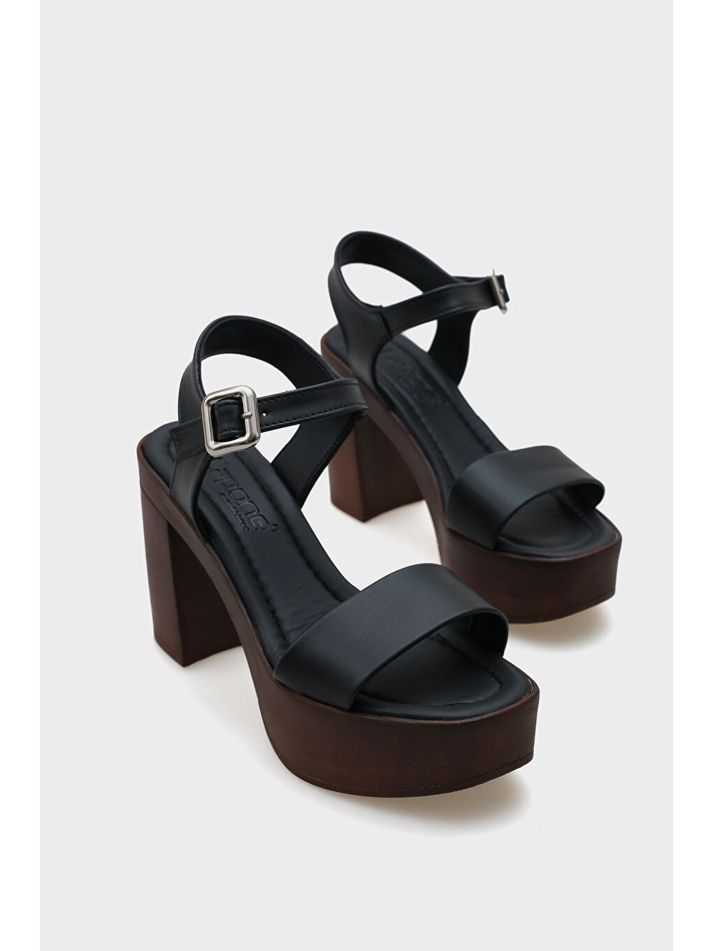 Siyah Dolores Platform Tek Bantlı Kadın Sandalet-1