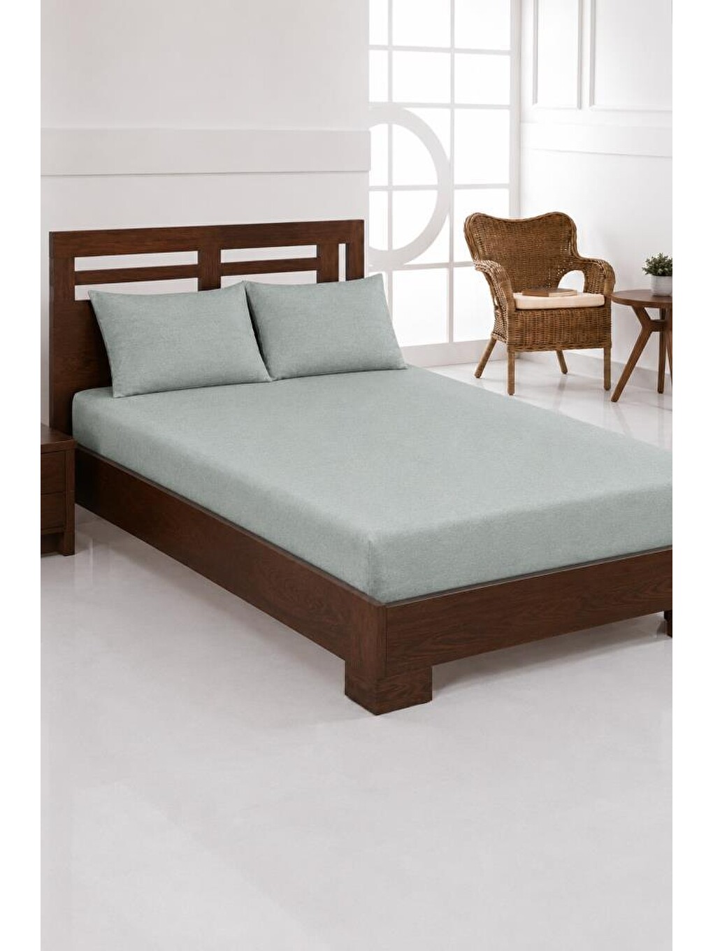 Penye Çift Kişilik 180x200 Cm Lastikli Çarşaf Çağla Yeşili