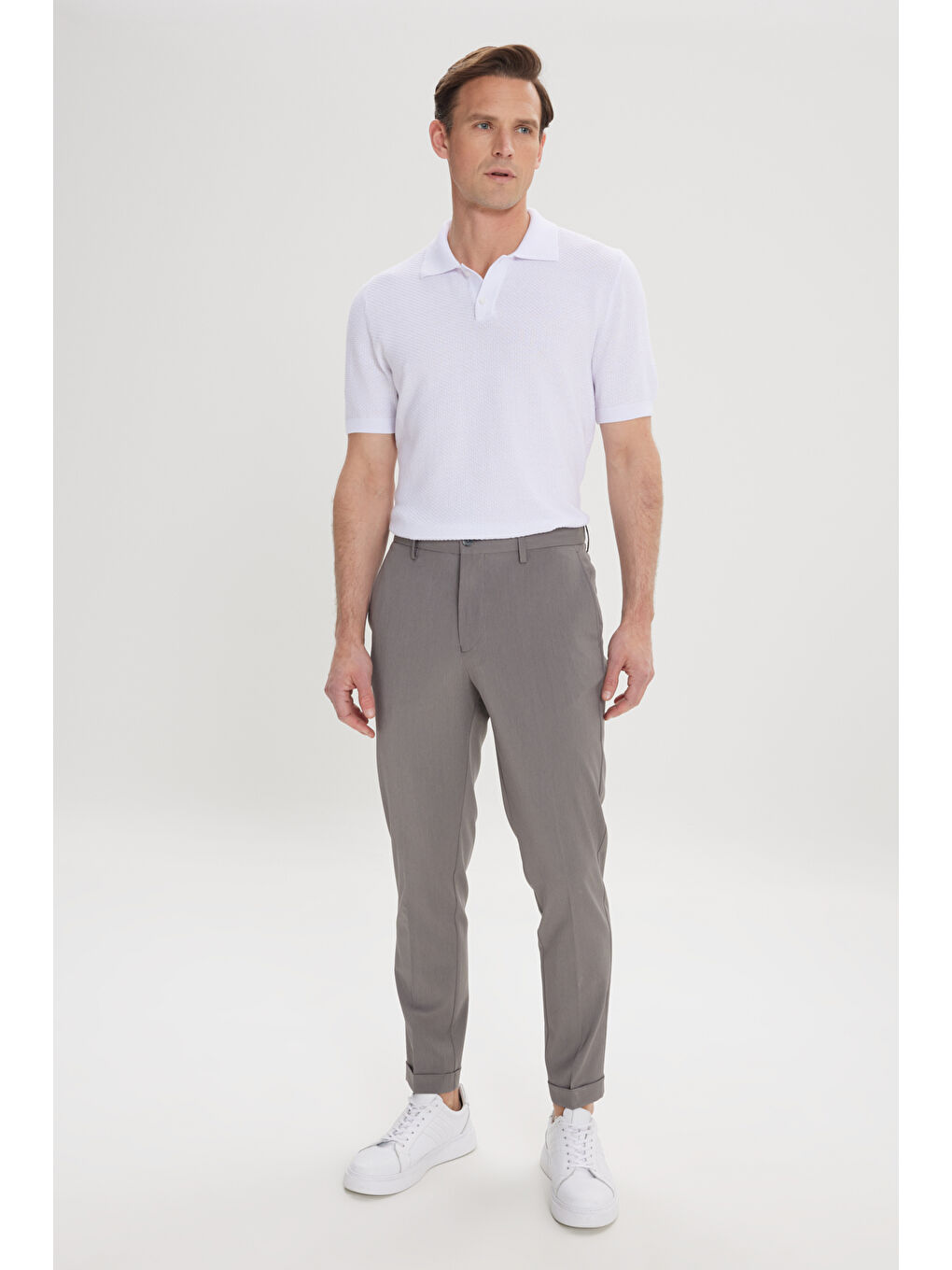 Erkek Antrasit Slim Fit Dar Kesim Beli Lastikli Yan Cep Rahat Pantolon-2