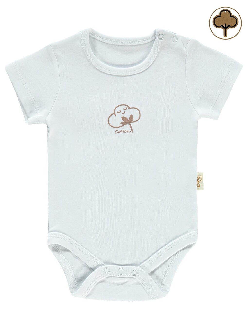 Baby Bebek Organik Çıtçıtlı Badi 0-18 Ay Beyaz