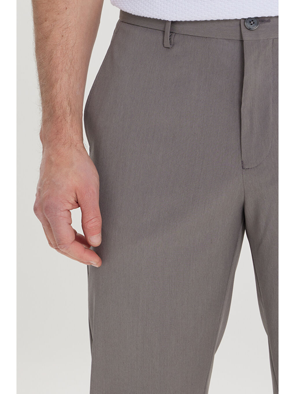Erkek Antrasit Slim Fit Dar Kesim Beli Lastikli Yan Cep Rahat Pantolon-3