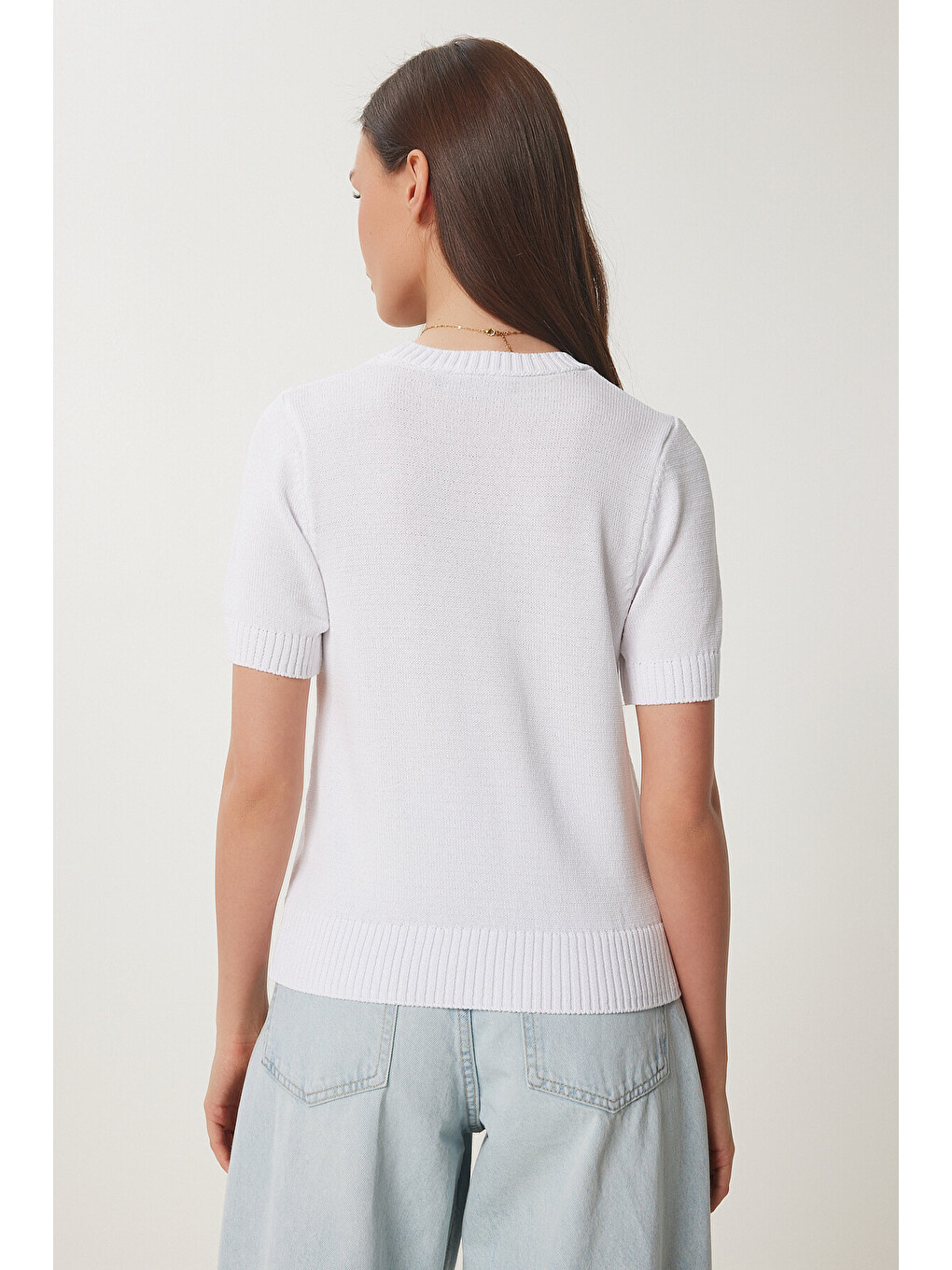 Beyaz Basic Mevsimlik Triko Bluz BEYAZ LUS0119-4