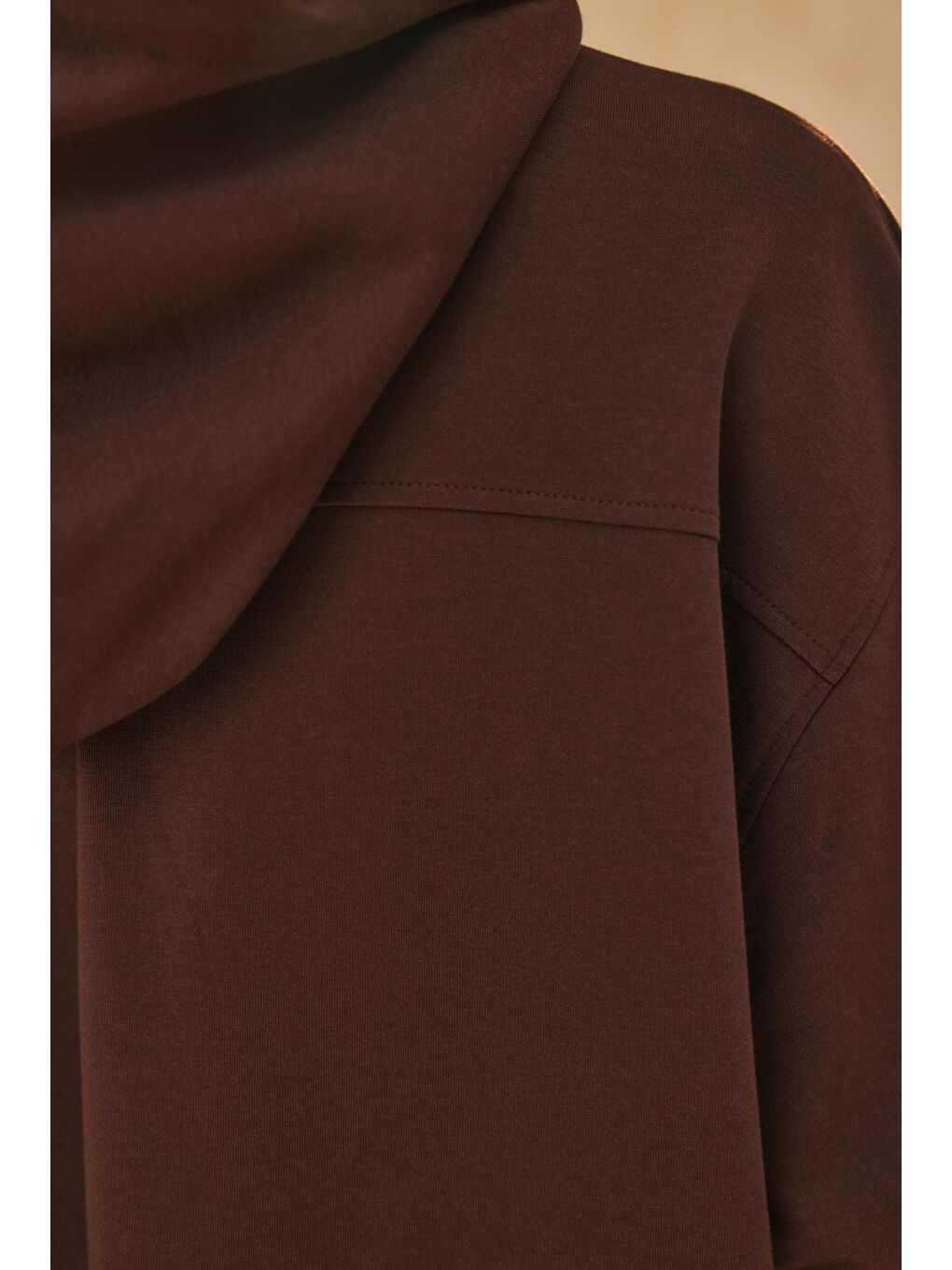 Kahverengi Kapüşonlu Uzun Sweat Bitter-3