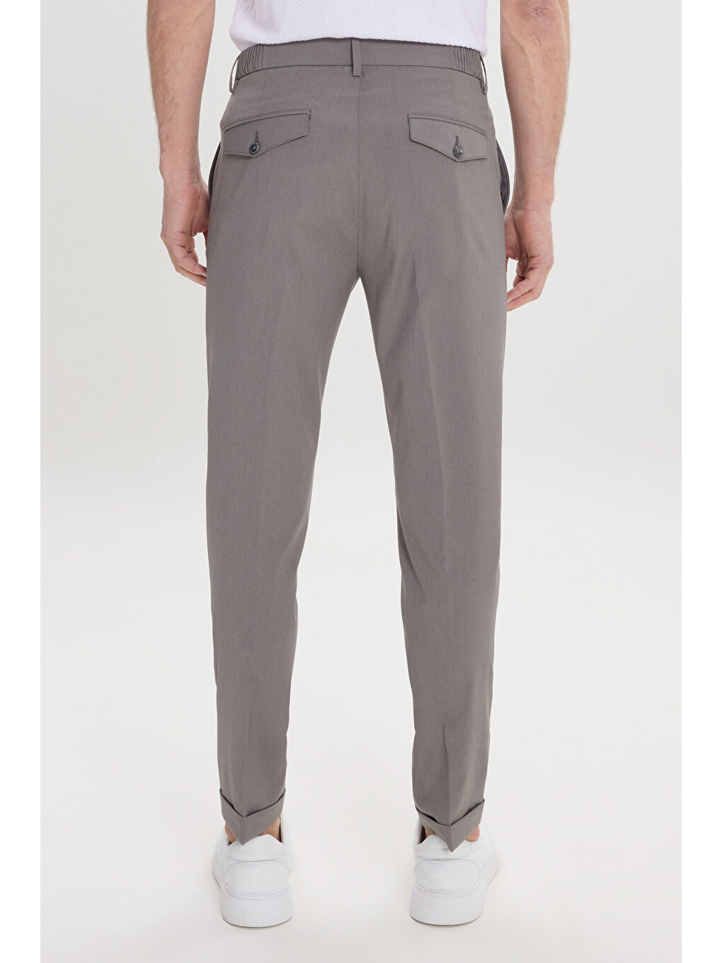 Erkek Antrasit Slim Fit Dar Kesim Beli Lastikli Yan Cep Rahat Pantolon-5