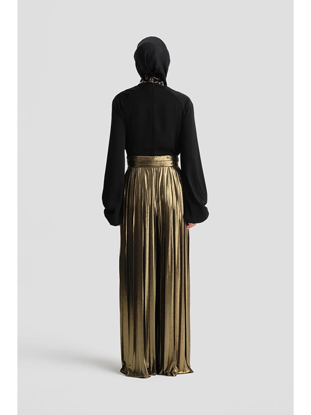 Yeşil Işılıtlı Kumaş Piliseli Pantolon 24K2701 Gold-2