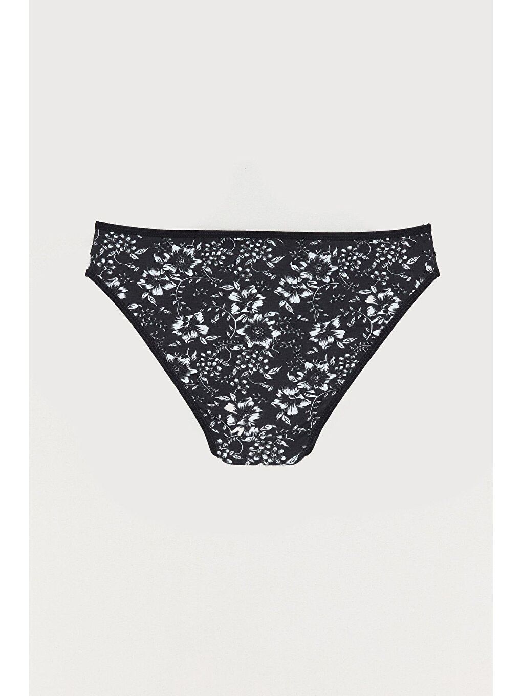 Siyah Baskılı Dantelli Külot-1